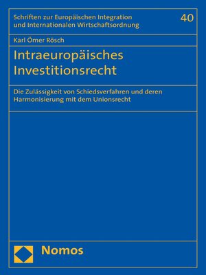 cover image of Intraeuropäisches Investitionsrecht